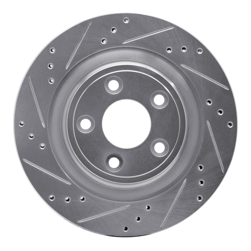 Jaguar S-Type Brake Rotor (1) - Rear Left - R1 Concepts - Drilled & Slotted - Silver - `06-`08